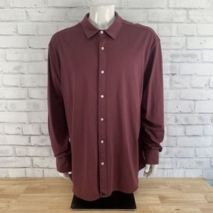 UNTUCKit Shirt‎ Men's 3XL SLIM Fit Long Sleeve Button Up Luxe Tee BD Maroon